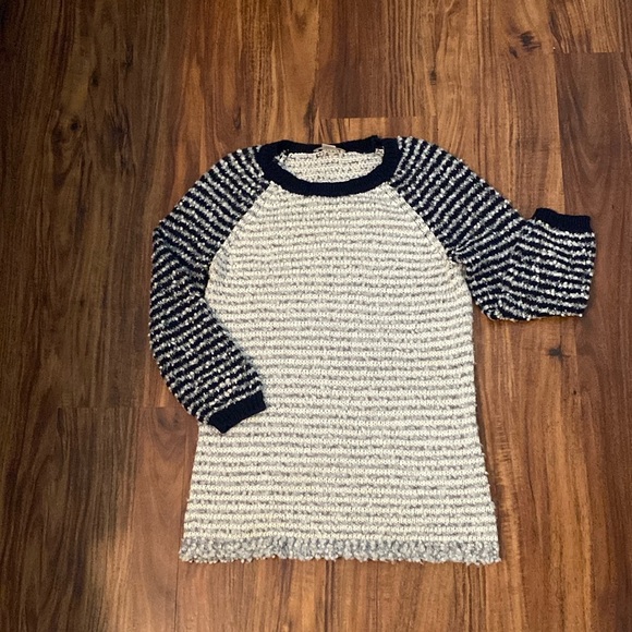 Ann Taylor Loft Baseball Tee Sweater - Picture 1 of 4
